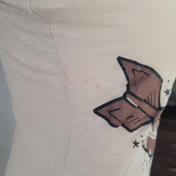 Aviator Tattoo Pin Up Girl Graphic Beige Tee Shirt Size S - Picture 6 of 8